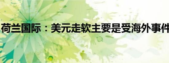 荷兰国际：美元走软主要是受海外事件的影响