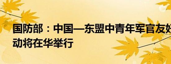 国防部：中国—东盟中青年军官友好交流活动将在华举行