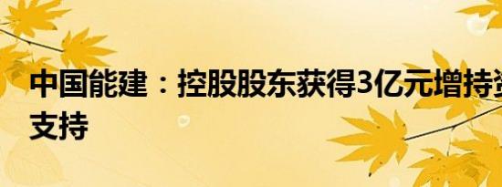 中国能建：控股股东获得3亿元增持资金贷款支持
