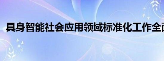 具身智能社会应用领域标准化工作全面启动