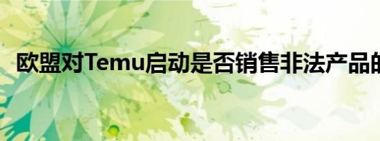 欧盟对Temu启动是否销售非法产品的调查