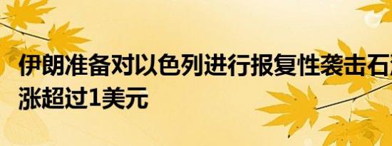 伊朗准备对以色列进行报复性袭击石油期货上涨超过1美元