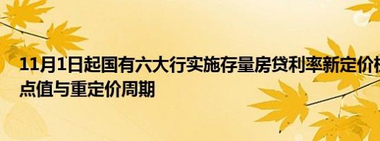 11月1日起国有六大行实施存量房贷利率新定价机制调整加点值与重定价周期