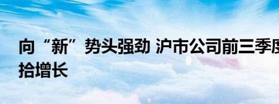 向“新”势头强劲 沪市公司前三季度业绩重拾增长