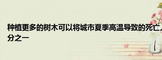 种植更多的树木可以将城市夏季高温导致的死亡人数减少三分之一