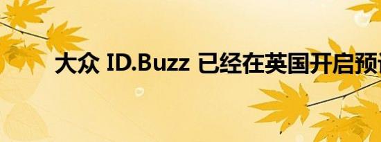 大众 ID.Buzz 已经在英国开启预订